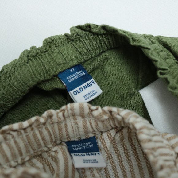 Old Navy Toddler Girls Olive Striped Linen Shorts Set Size 3T - Picture 6 of 7